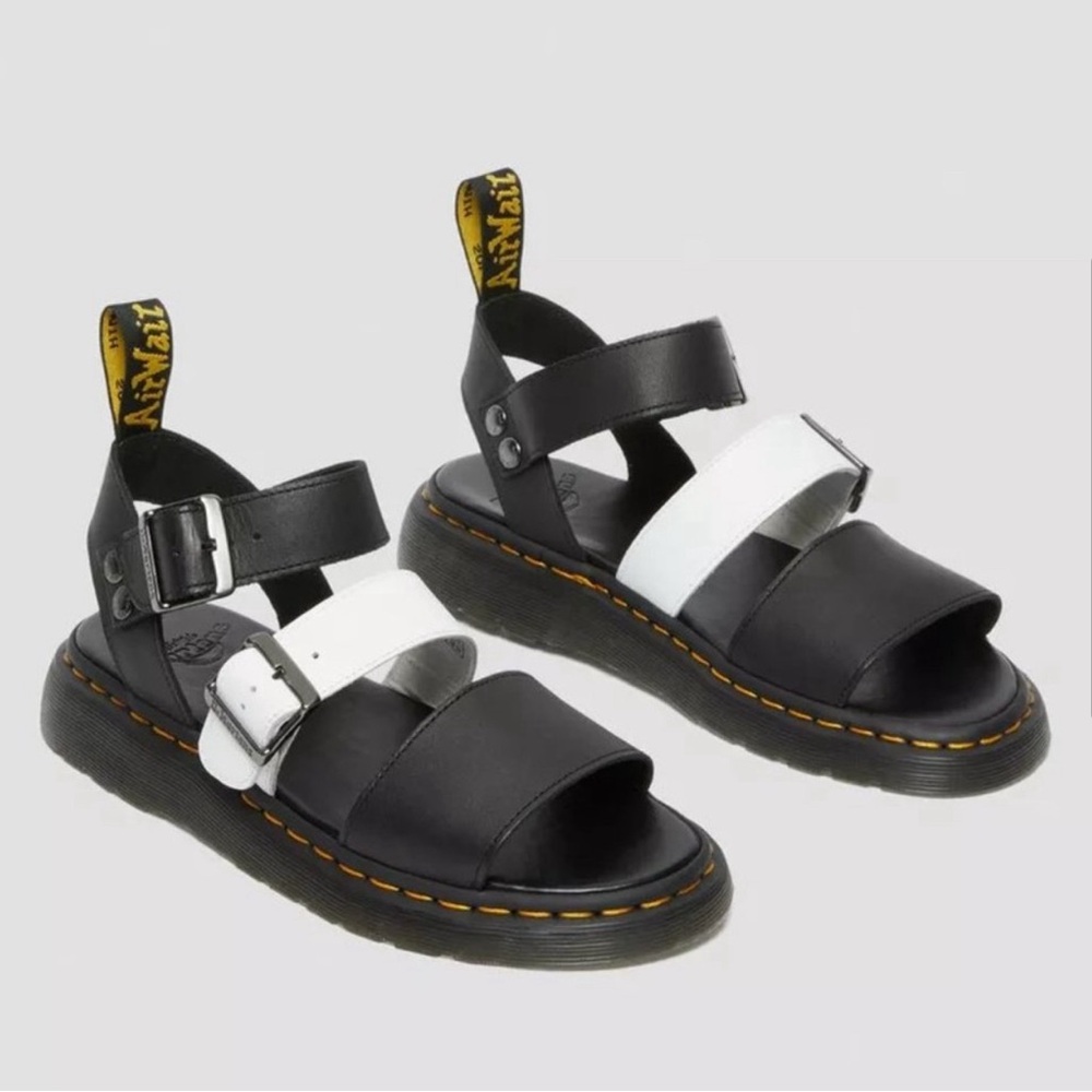 Dr. Martens Gryphon Black White Gladiator Sandals